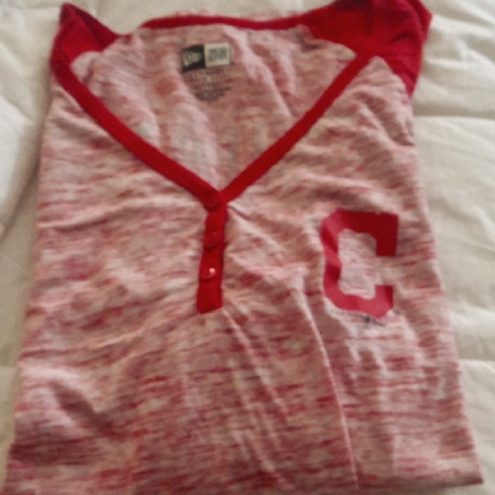 Red and White Button-Up Shirt with 'C' Logo